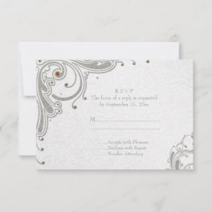 RSVP de casamento: gliteiras de prata + joias de l