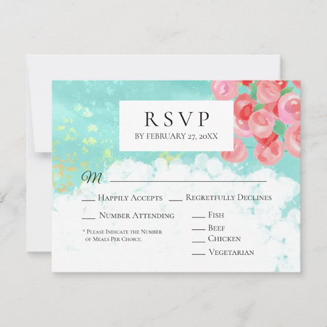 *~* RSVP de Casamento Glitter de Flor de Abstrato  (Frente)