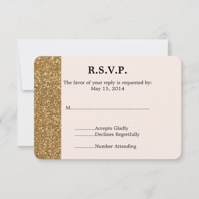 RSVP de Casamento Glitter Dourado (Frente)