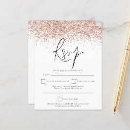 RSVP de Casamento Glitter Dourado Rosa de Código Q