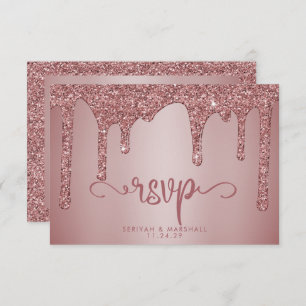 RSVP de Casamento Glitter Sparkle Dourado do Rosa 
