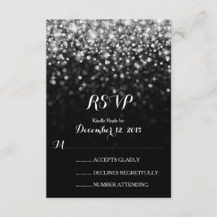 RSVP de Casamento Glitz Glam de Silver Black Holly