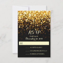 RSVP de Casamento Glitz Glitz Negro Dourado Hollyw