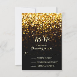 RSVP de Casamento Glitz Glitz Negro Dourado Hollyw