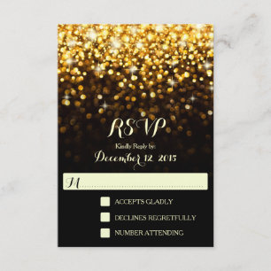 RSVP de Casamento Glitz Glitz Negro Dourado Hollyw