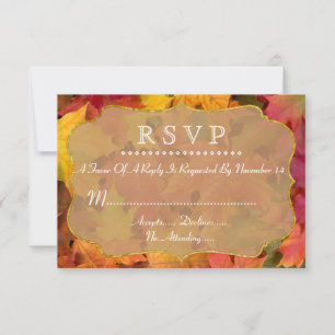 RSVP de Casamento Gold Foil de Folhas de outono