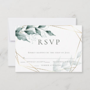 RSVP de casamento   Grelha Verde Cinzenta Botânic