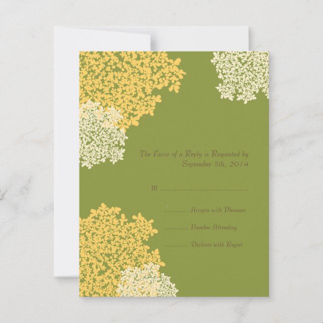 RSVP de Casamento Lace da Rainha Verde e Amarela (Frente)