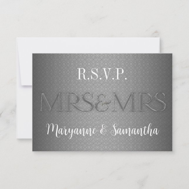 RSVP de Casamento Lésbica da Sra. Gay em Silver (Frente)