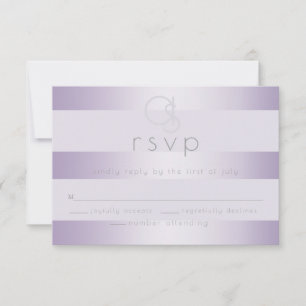 RSVP de Casamento Lilac Shimmer Stripes Monogram