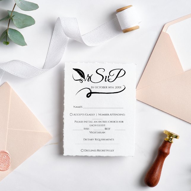 RSVP de Casamento Manuscrito Elegante Minimalista (Criador carregado)