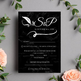 RSVP de Casamento Manuscrito Mínimo Elegante Preto