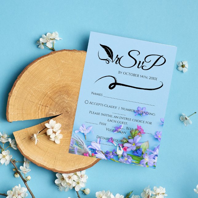 RSVP de Casamento Manuscrito Primavera Minimalista (Criador carregado)