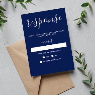 RSVP de Casamento Minimalista Azul com Tinta Verda