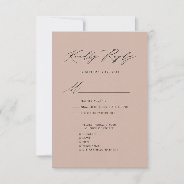 RSVP de Casamento Minimalista do Script Elegante R (Frente)