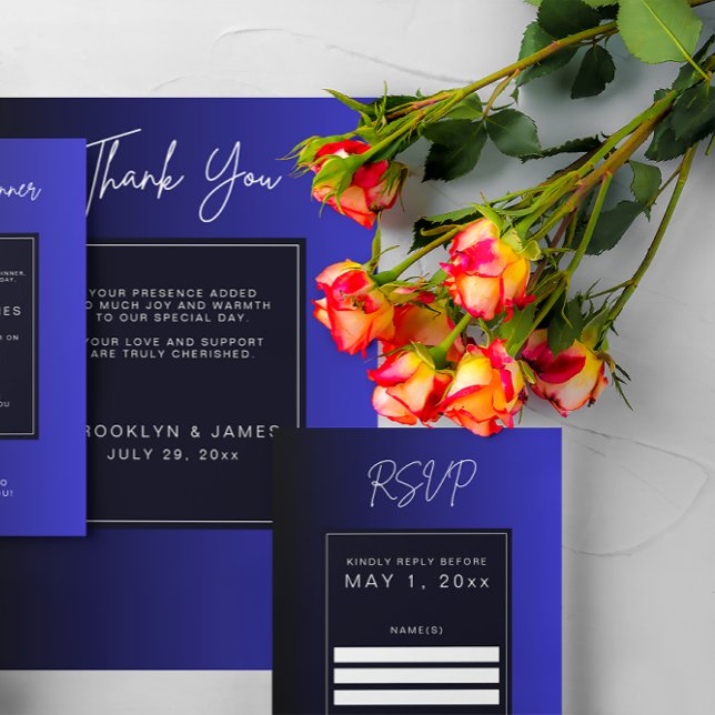 RSVP de Casamento Mínimo Azul-Noite (Criador carregado)