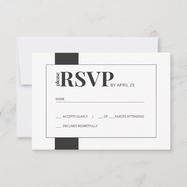 RSVP de casamento mínimo preto e branco (Frente)