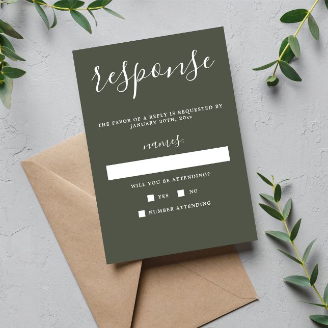 RSVP de Casamento Mínimo Verde da Camo Simplicity  (Criador carregado)