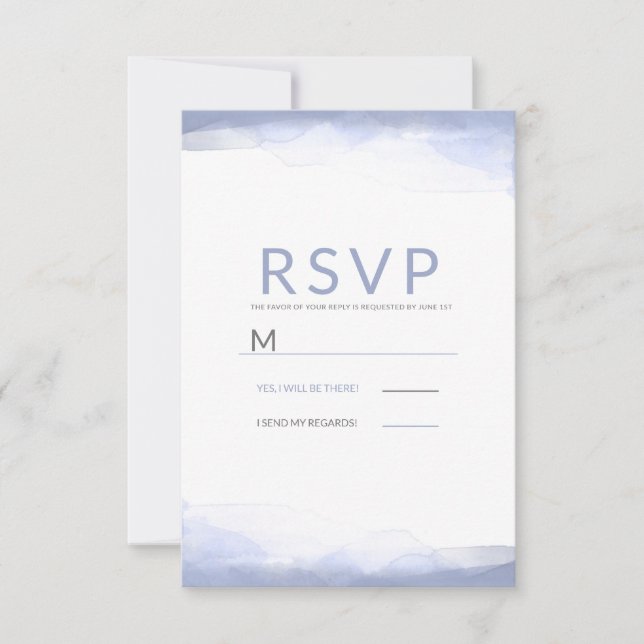 RSVP de Casamento Moderno com Aquarela Purple Peri (Frente)