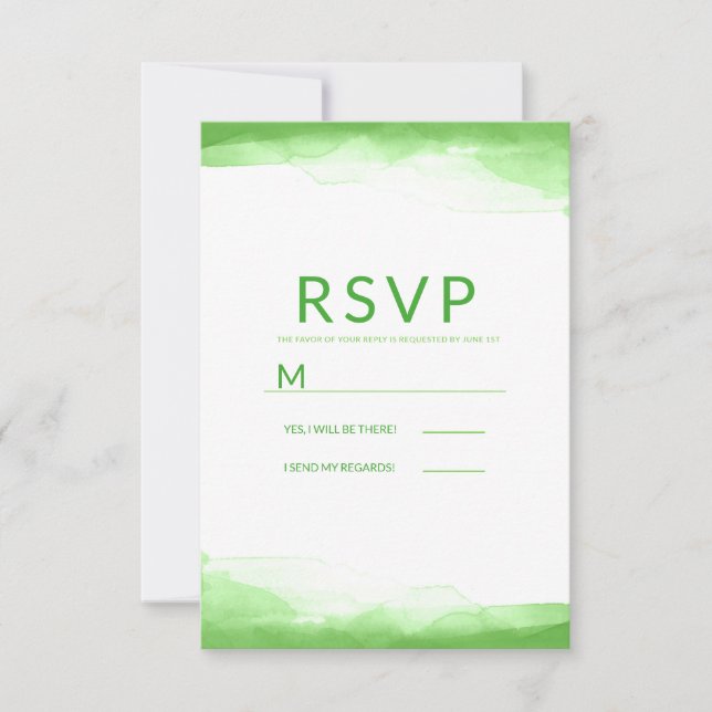 RSVP de Casamento Moderno com Aquarela Verde Lima  (Frente)