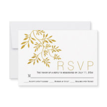 RSVP de casamento moderno das folhas Douradas