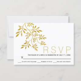RSVP de casamento moderno das folhas Douradas