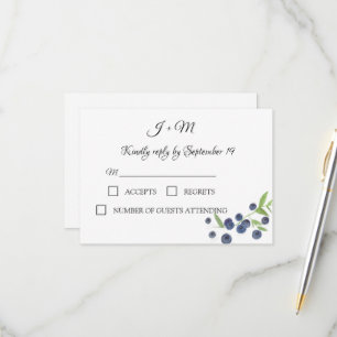 RSVP de Casamento Moderno de Blueberry Fruta Blueb