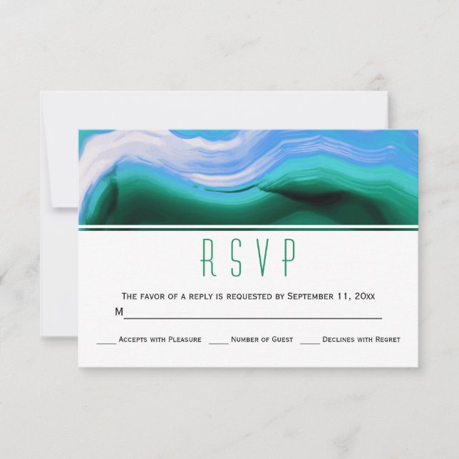 RSVP de casamento moderno de geodo de agata verde  (Frente)
