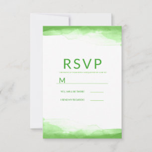 RSVP de Casamento Moderno em Aquarela Verde Lima B
