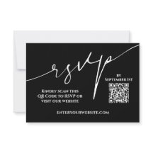 RSVP de casamento moderno em código QR preto e bra