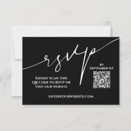 RSVP de casamento moderno em código QR preto e bra