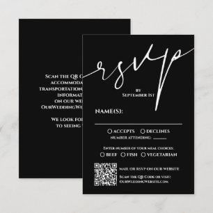 RSVP de casamento moderno em código QR preto e bra