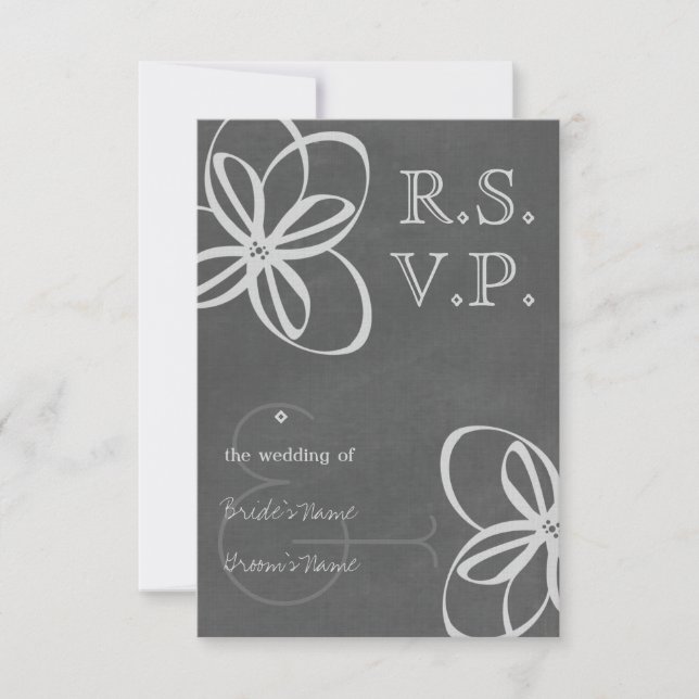 RSVP de Casamento Moderno Floral Inspirado no Chal (Frente)