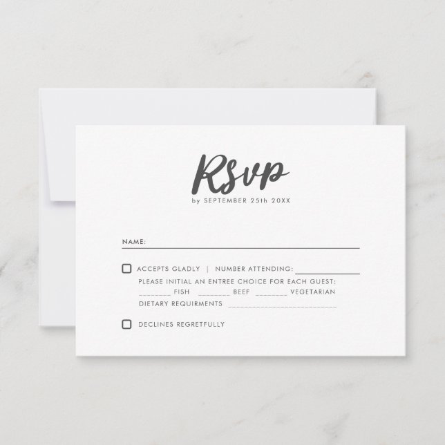 RSVP de Casamento Moderno Limpo da Tipografia Míni (Frente)