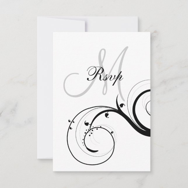 RSVP de Casamento Monograma de Swirl para Cartão Q (Frente)