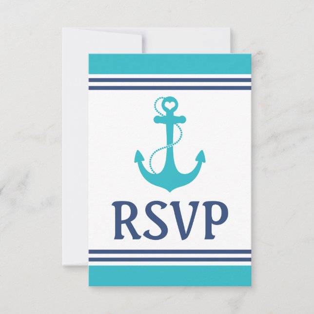 RSVP de Casamento Náutico Turquesa (Frente)