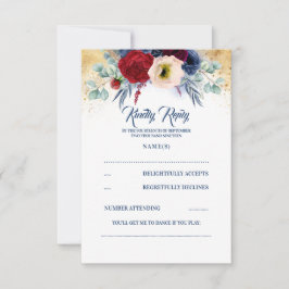 RSVP de Casamento Náutico Vermelho e Azul-Marinho