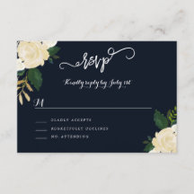 RSVP de casamento naval botânico moderno