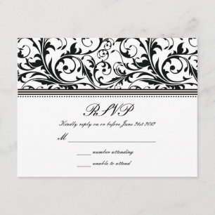 RSVP de Casamento Negra e Branca