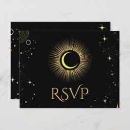 RSVP de Casamento Negro Celestial Galaxy