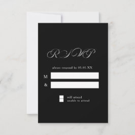 RSVP de Casamento Negro Clássico de Caligrafia ete