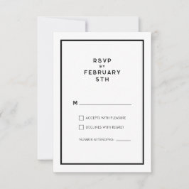 RSVP de Casamento Negro e Branco Mínimo Chic Franc