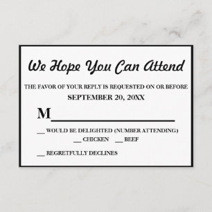 RSVP de Casamento Negro Elegante Simples