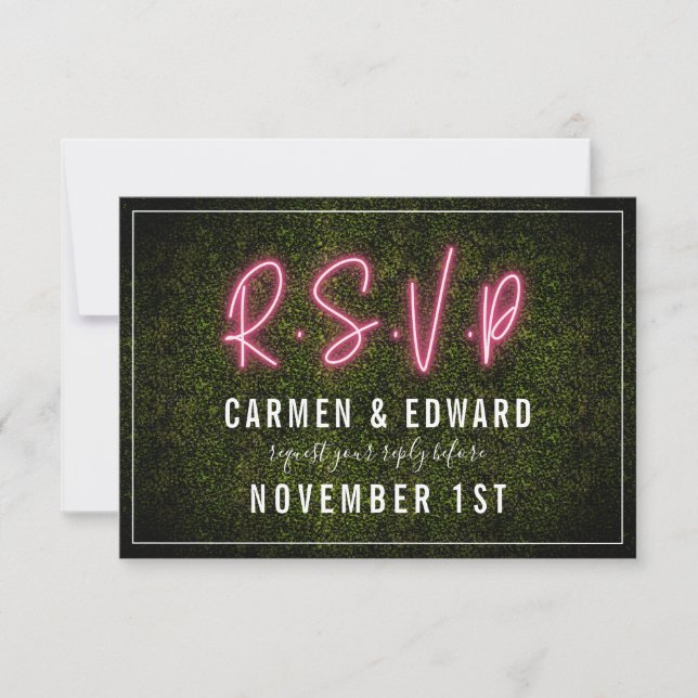 RSVP de Casamento Neon Boxwood (Frente)