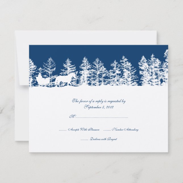 RSVP de Casamento no inverno Azul e Branco (Frente)