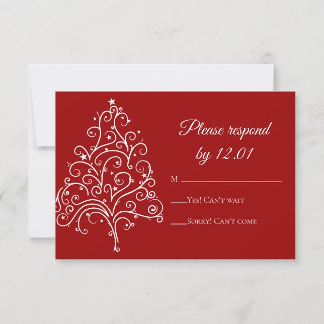 RSVP de Casamento no inverno de Árvore de Natal Ve (Frente)