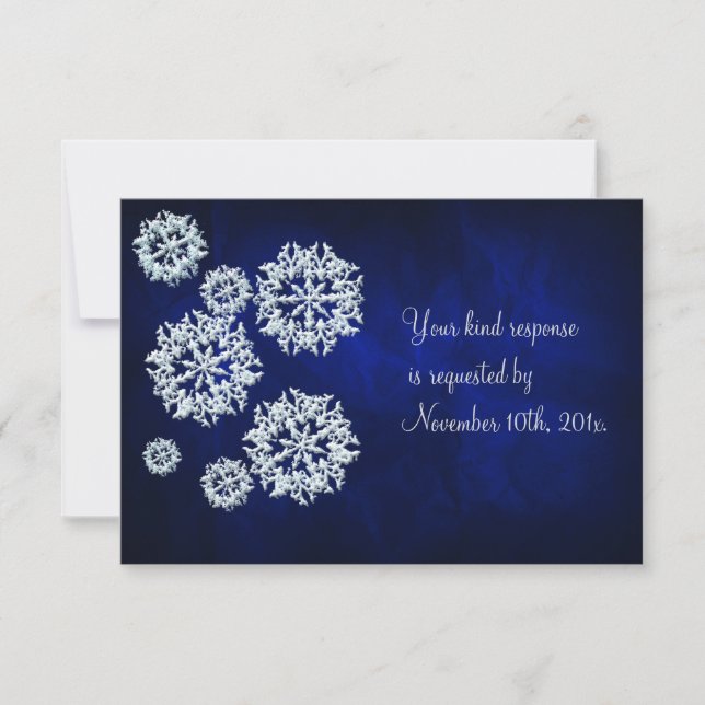 RSVP de Casamento no inverno de Neve Azul Elegante (Frente)