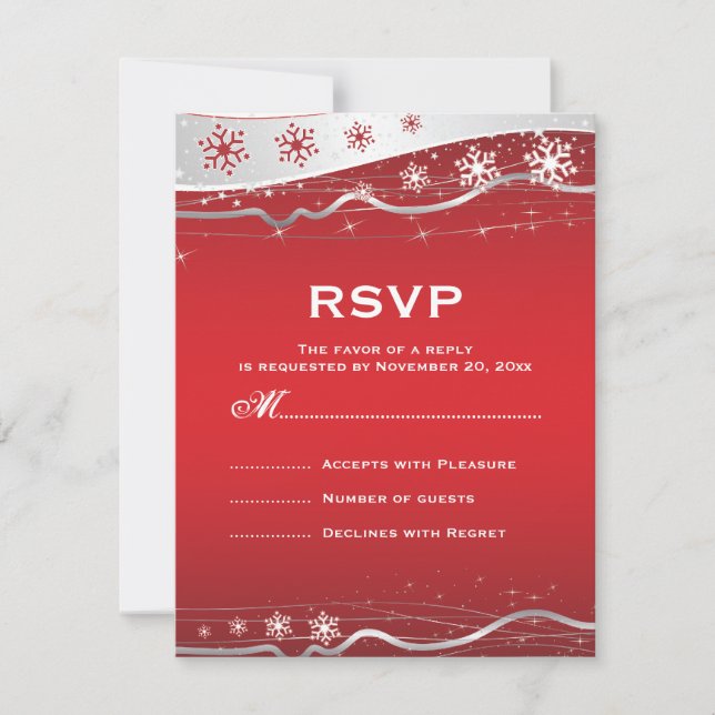 RSVP de casamento no inverno de neve com cinza de  (Frente)