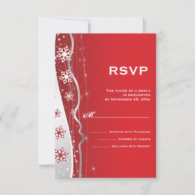 RSVP de casamento no inverno de neve com cinza de  (Frente)