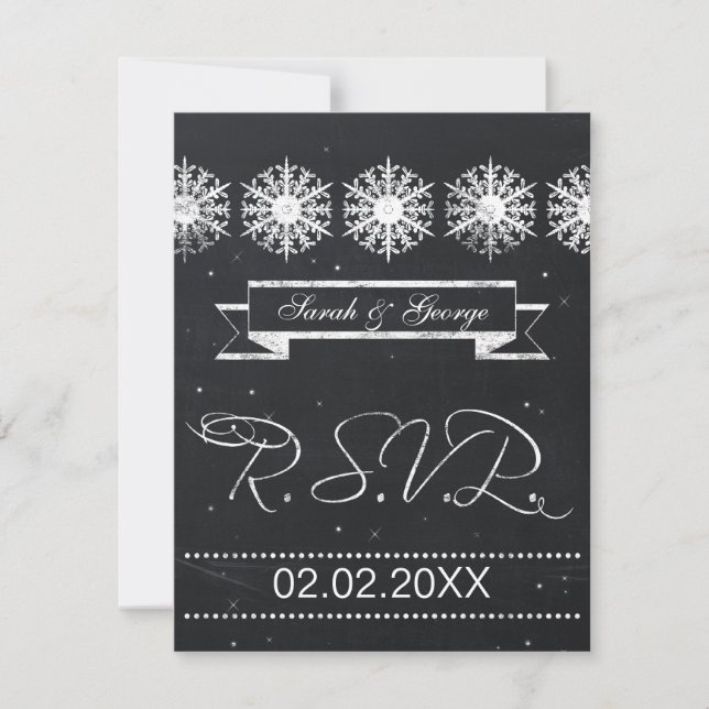 RSVP de casamento no inverno de quadro de neve (Frente)